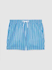 Reiss Blue/White Corva Reiss | Ché Stripe Swim Shorts - Image 2 of 6
