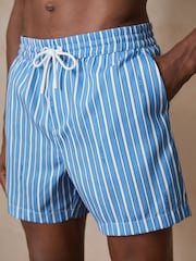 Reiss Blue/White Corva Reiss | Ché Stripe Swim Shorts - Image 4 of 6