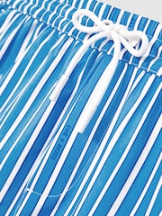 Reiss Blue/White Corva Reiss | Ché Stripe Swim Shorts - Image 6 of 6