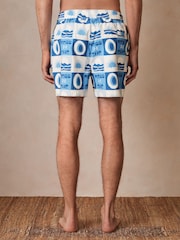 Reiss Blue Multi Trinity Reiss | Ché Sunset-Print Swim Shorts - Image 5 of 7