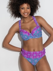 Pour Moi Blue/Purple Roll Top Venice Beach Bikini Brief - Image 2 of 4