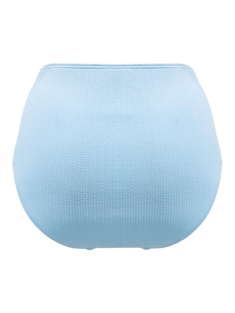 Blauw - Pour Moi Cali Ribbed Texture High-Waist Belted Control Bikini Briefs - Image 4 of 4