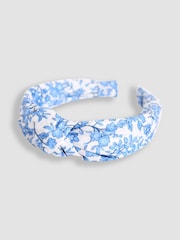 JoJo Maman Bébé Blue Floral Print Knot Headband - Image 2 of 4