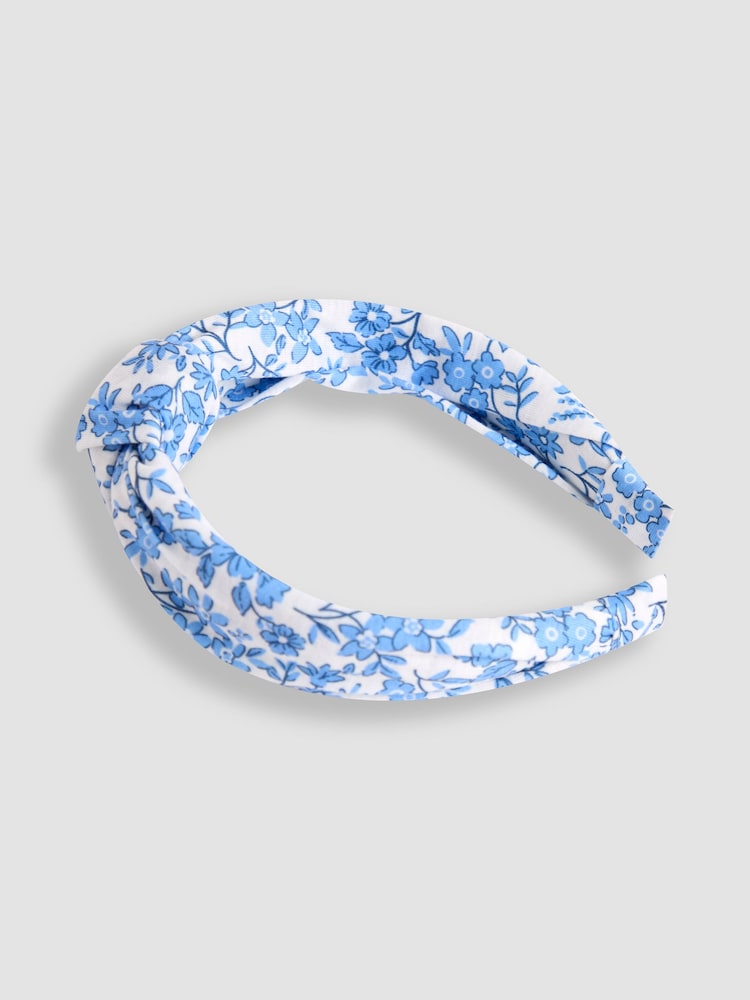 JoJo Maman Bébé Blue Floral Print Knot Headband - Image 3 of 4