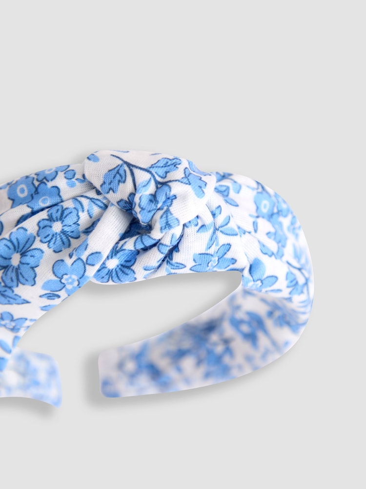 JoJo Maman Bébé Blue Floral Print Knot Headband - Image 4 of 4