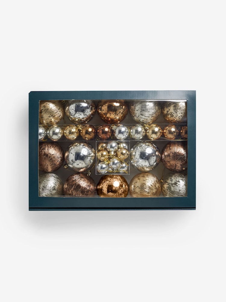50 Pack Mixed Metallic Shatterproof Christmas Baubles - Image 4 of 4