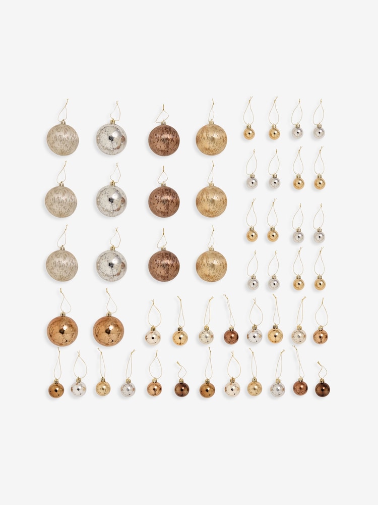 50 Pack Mixed Metallic Shatterproof Christmas Baubles - Image 5 of 5 50 Pack Mixed Metallic Shatterproof Christmas Baubles - Image 5 of 5