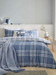 Catherine Lansfield Blue Kelso Check Easy Care Duvet Cover and Pillowcase Set - Image 2 of 4