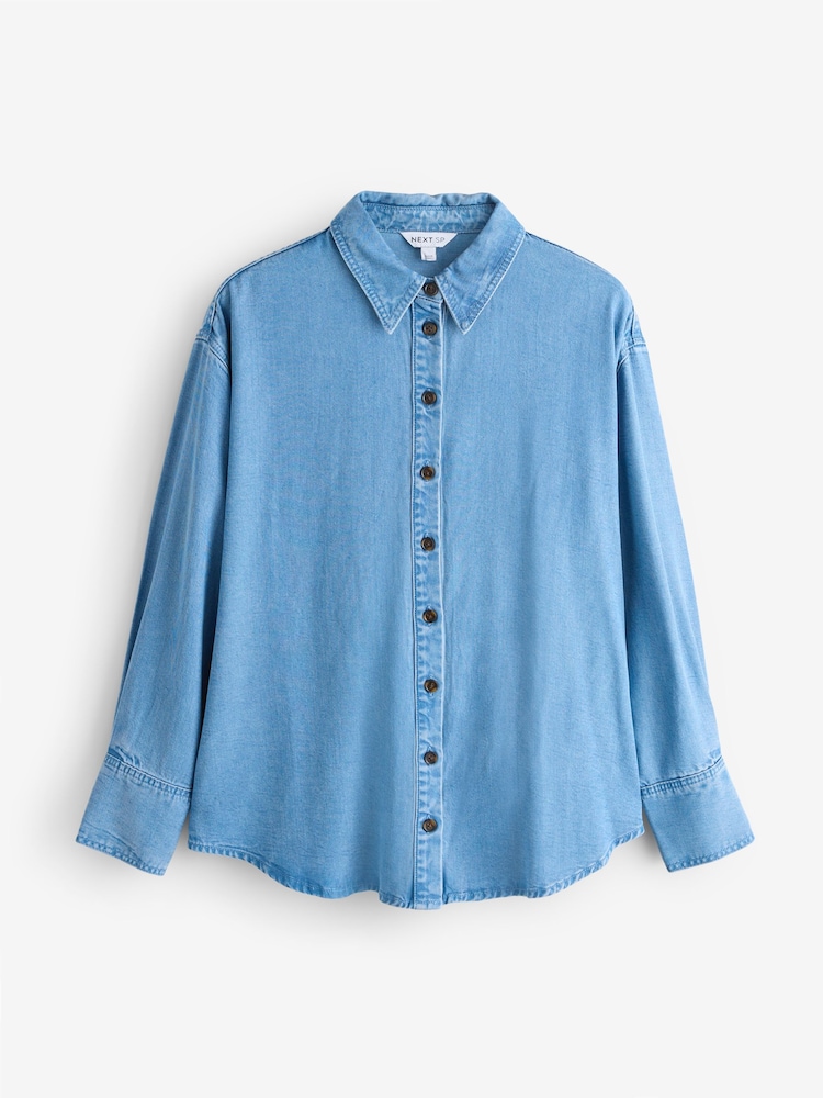 Blue Tencel Long Sleeve Blouse - Image 1 of 1