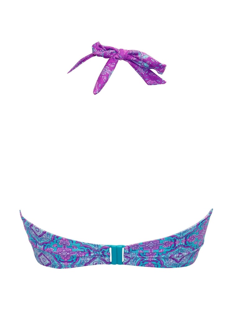 Pour Moi Blue/Purple Halterneck Venice Beach Bikini Top - Image 4 of 4