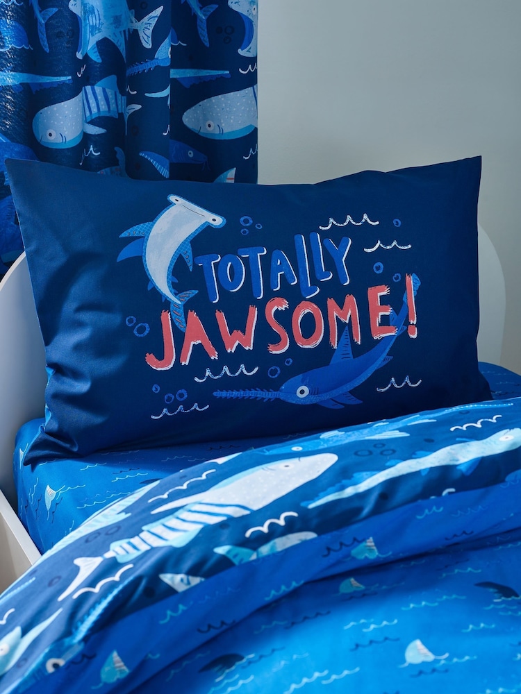 Catherine Lansfield Blue Jawsome Shark Reversible Duvet Cover Set - Image 3 of 4