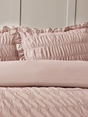 Catherine Lansfield Pink Seersucker Frill Duvet Cover Set - Image 2 of 3