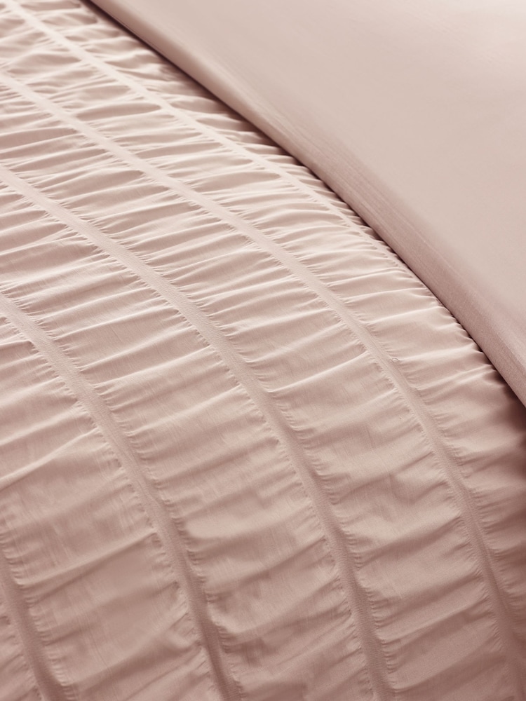 Catherine Lansfield Pink Seersucker Frill Duvet Cover Set - Image 3 of 3