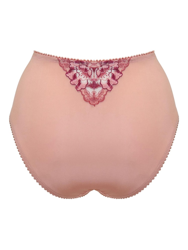 Pour Moi Pink High Waist Sofia Embroidered Lace Bikini Briefs - Image 5 of 5