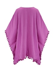 Lila - Pour Moi Double Cloth Fringe Trim 100% Cotton Kaftan - Bild 4 von 4