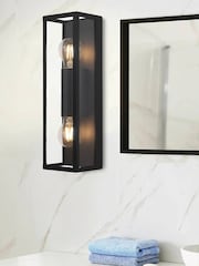 Eglo Black Amezola Caged Bathroom Wall/Ceiling Light - Image 1 of 5