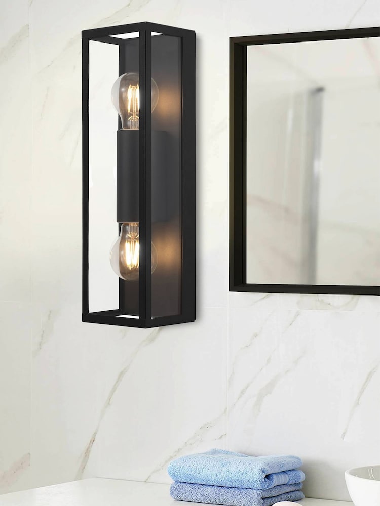 Eglo Black Amezola Caged Bathroom Wall/Ceiling Light - Image 1 of 5