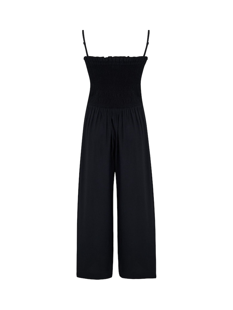 Pour Moi Black Anna Strapless Shirred Bodice Crop Leg Beach Jumpsuit - Image 5 of 5 Pour Moi Black Anna Strapless Shirred Bodice Crop Leg Beach Jumpsuit - Image 5 of 5
