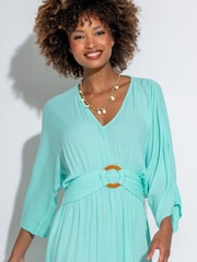 Pour Moi Blue Crinkle O Ring Midi Beach Kaftan - Image 2 of 4