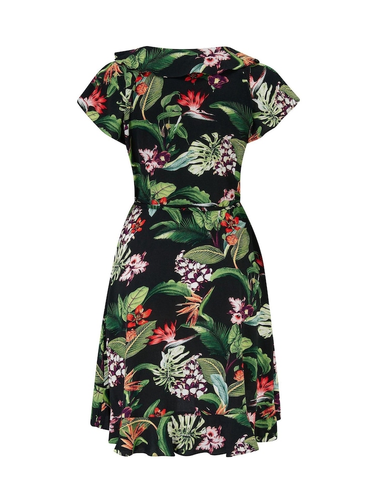 Pour Moi Chrome Black Frill Wrap Woven Beach Dress - Image 4 of 4