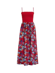 Pour Moi Red Strapless Shirred Bodice Woven Maxi Beach Dress - Image 3 of 4