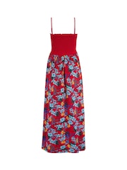 Pour Moi Red Strapless Shirred Bodice Woven Maxi Beach Dress - Image 4 of 4
