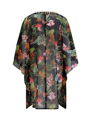 Pour Moi Black Chiffon V-Neck Embellished Kaftan - Image 4 of 4