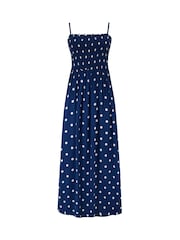Pour Moi Light Blue Strapless Shirred Bodice Woven Maxi Beach Dress - Image 3 of 4