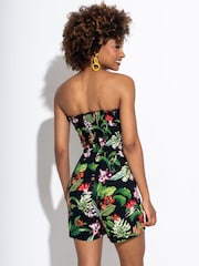 Pour Moi Black Strapless Shirred Bodice Woven Beach Playsuit - Image 2 of 4