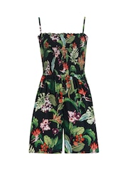 Pour Moi Black Strapless Shirred Bodice Woven Beach Playsuit - Image 3 of 4