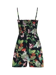 Pour Moi Black Strapless Shirred Bodice Woven Beach Playsuit - Image 4 of 4