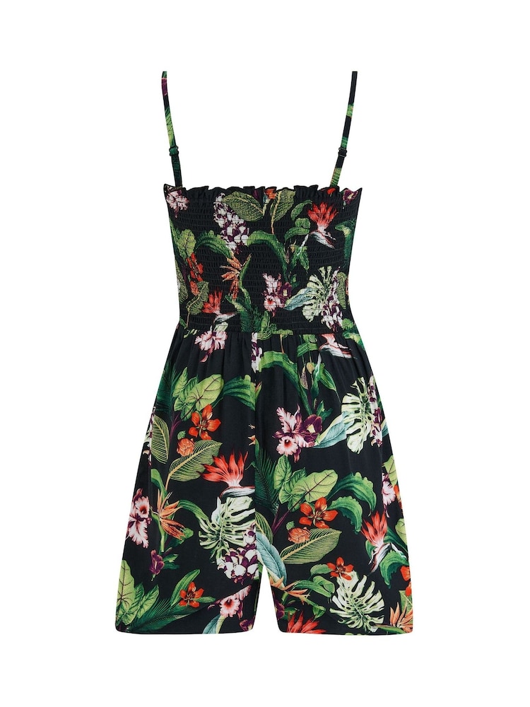 Pour Moi Black Strapless Shirred Bodice Woven Beach Playsuit - Image 4 of 4