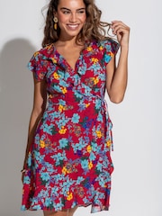 Pour Moi Red Frill Wrap Woven Beach Dress - Image 1 of 4