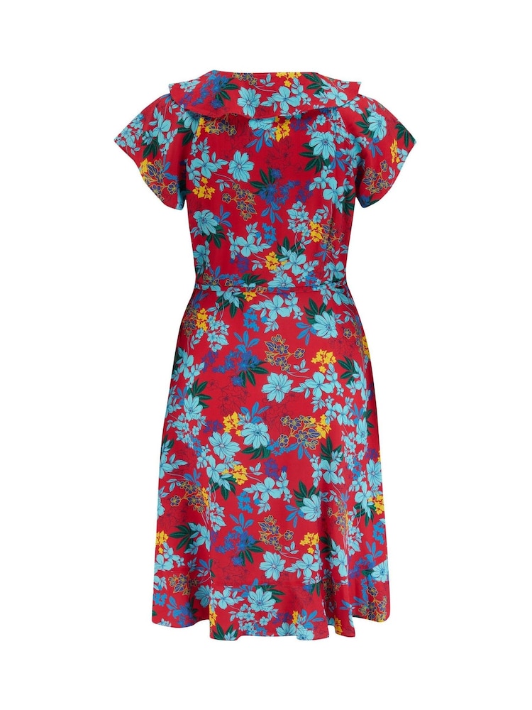 Pour Moi Red Frill Wrap Woven Beach Dress - Image 4 of 4