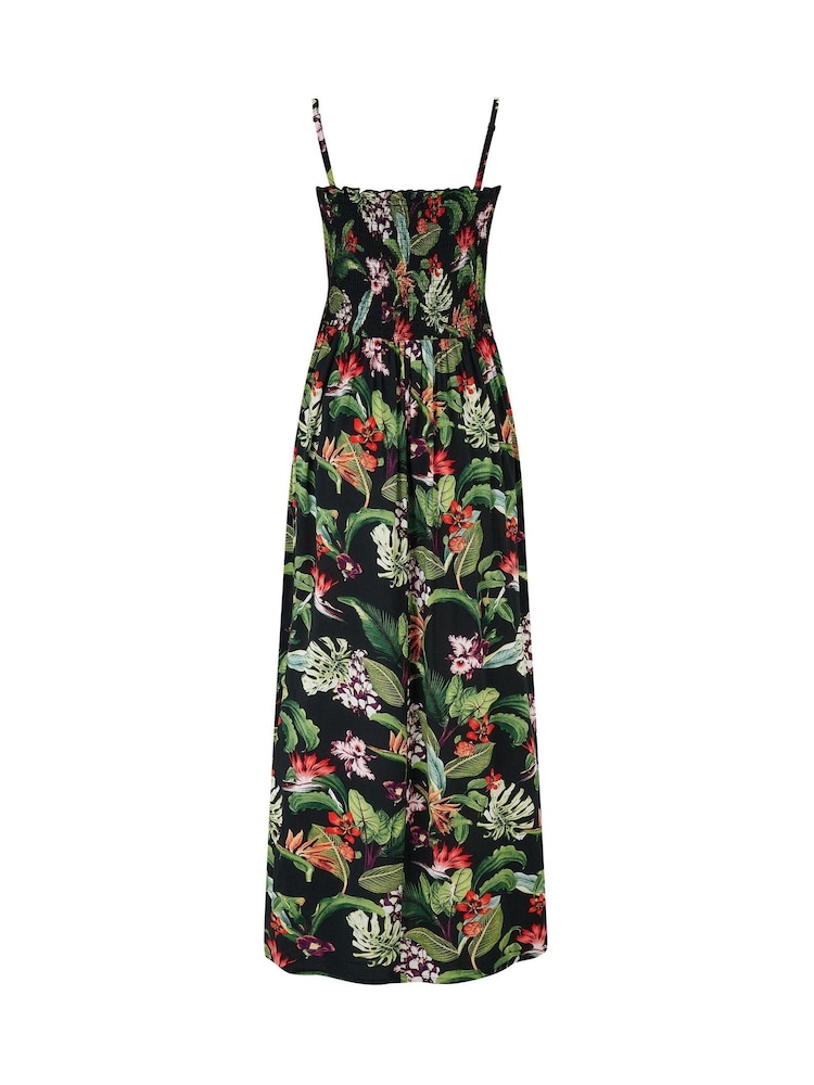 Pour Moi Black Strapless Shirred Bodice Woven Maxi Beach Dress - Image 4 of 4
