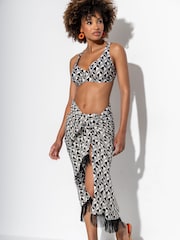 Pour Moi Mono Fringe Trim Crinkle Woven Multiway Sarong - Image 1 of 4