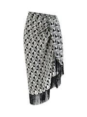 Pour Moi Mono Fringe Trim Crinkle Woven Multiway Sarong - Image 3 of 4