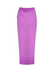 Pour Moi Purple Fringe Trim Crinkle Woven Multiway Sarong - Image 4 of 4