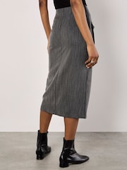 Apricot Grey Pinstripe Cargo Pocket Zip Skirt - Image 3 of 4