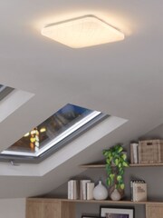 Eglo White Rende LED Square Geometric Ceiling Light - Image 1 of 5
