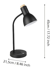 Eglo Black Veradal Touch Dimmer QI Charging LED Table Lamp - Image 4 of 5