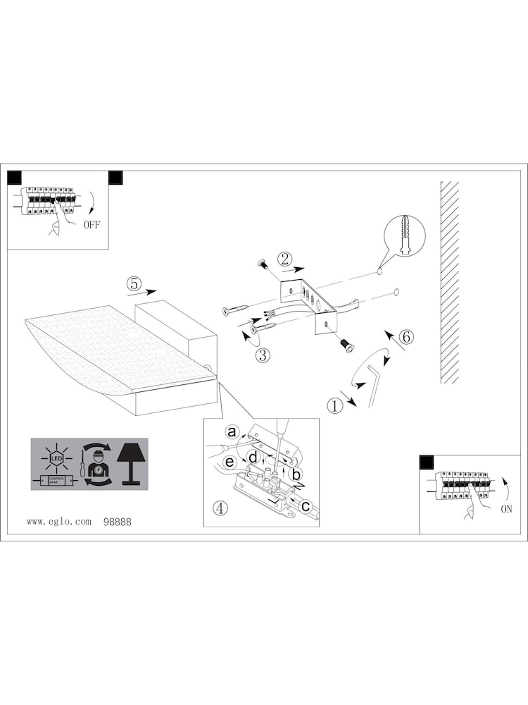 Eglo Black Metrass LED Uplighter Wall Light - Image 5 of 5