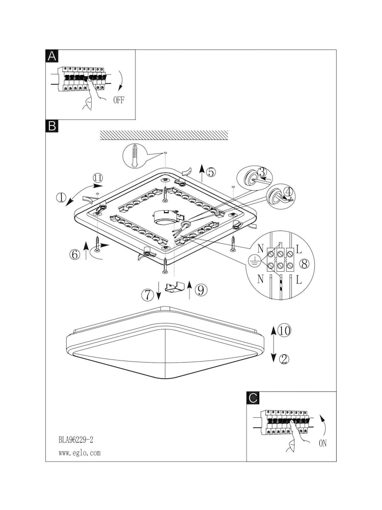 Eglo Chrome Manilva 1 LED Square Wall Light - Image 6 of 6