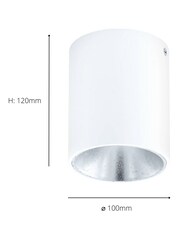 Eglo Silver Polasso Cylindrical LED Ceiling Light - Image 4 of 5