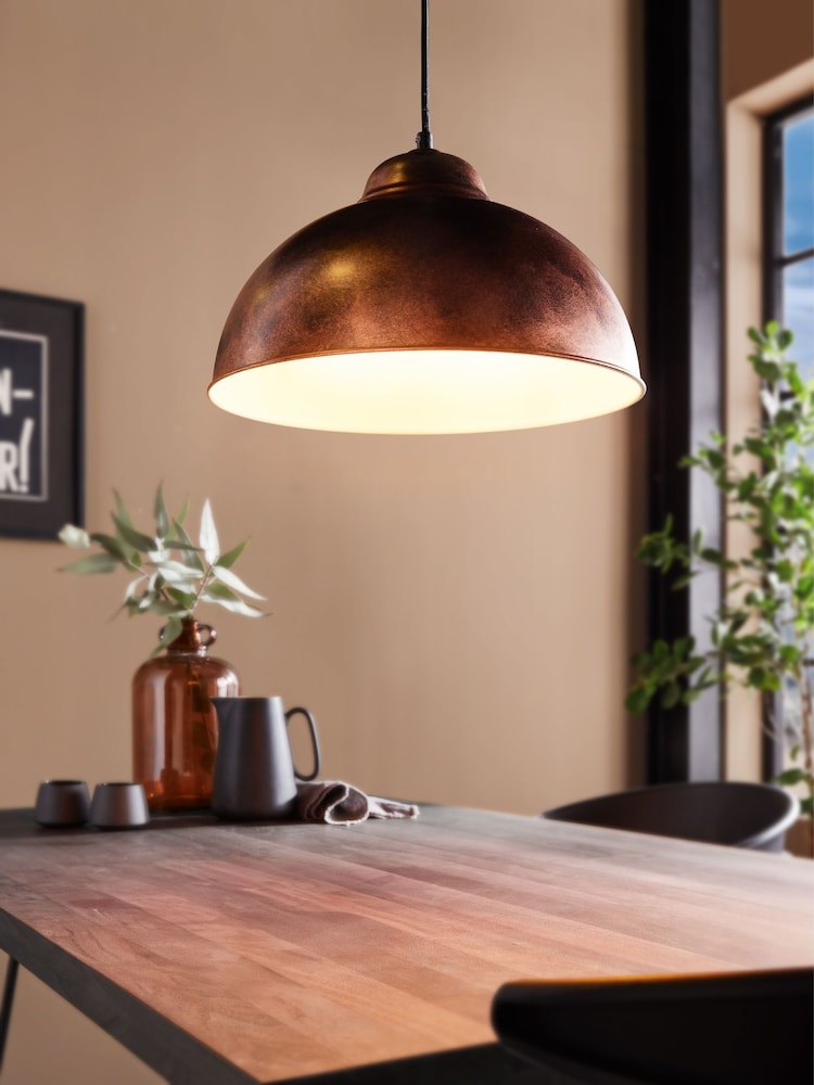 Eglo Antique Copper Truro 2 Industrial Pendant Ceiling Light - Image 1 of 5