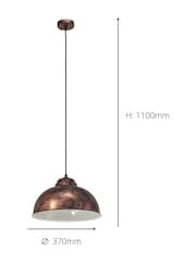 Eglo Antique Copper Truro 2 Industrial Pendant Ceiling Light - Image 4 of 5