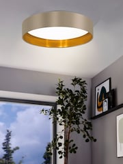 Eglo White Maserlo 2 LED Fabric Ceiling Light - Image 1 of 5