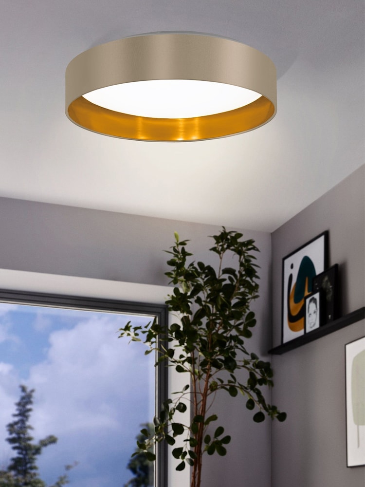 Eglo White Maserlo 2 LED Fabric Ceiling Light - Image 1 of 5
