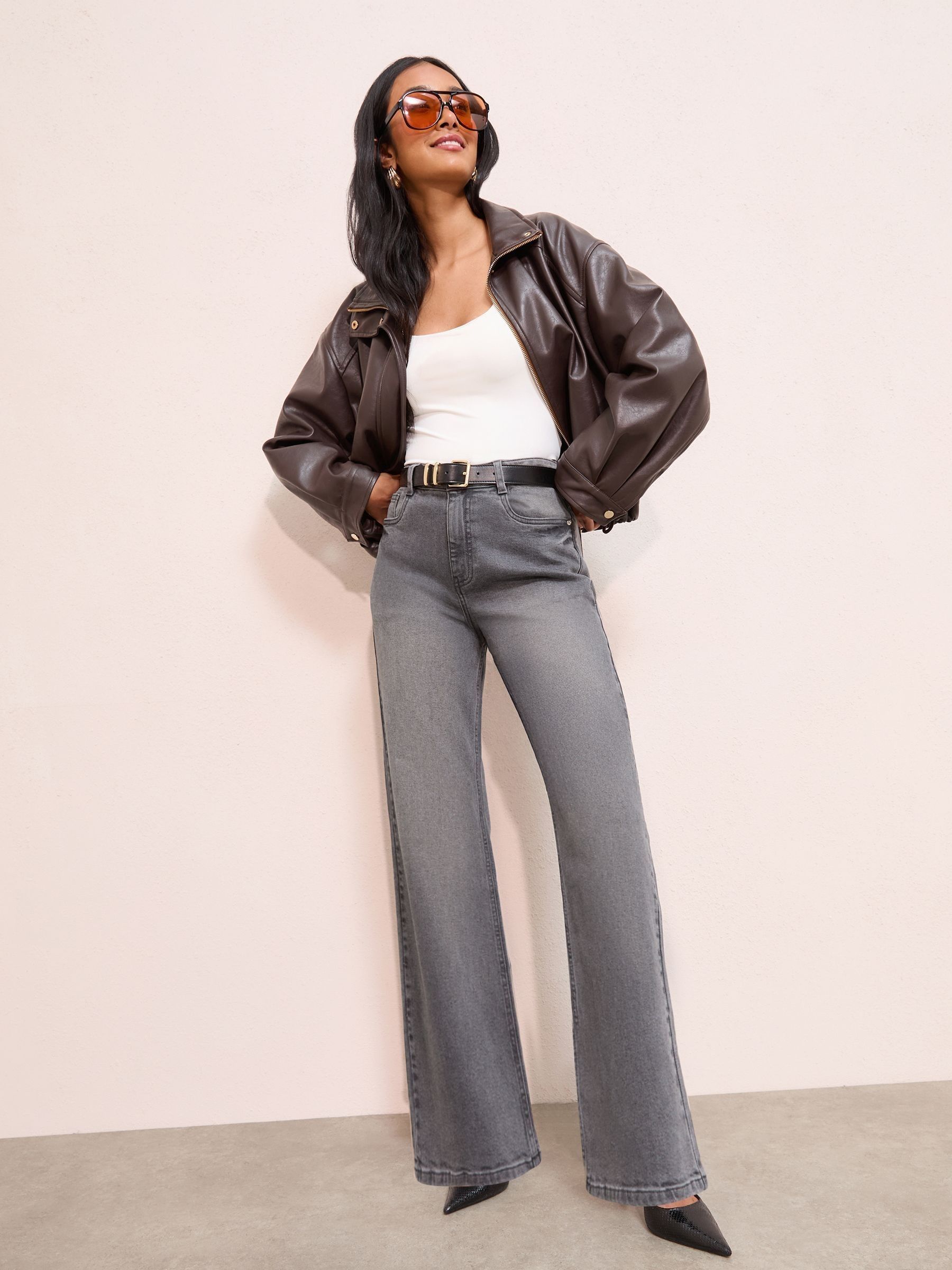 Buy Friends Like These Grey Denim Everyday Wide Leg Jeans from the