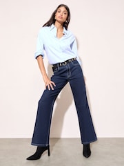 Friends Like These X Lucy Mecklenburgh Rinse Blue Petite Everyday Wide Jeans - Image 1 of 4